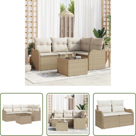 Sedute da giardino -  Set Divano da Giardino 5 pcs Marrone polyrattan