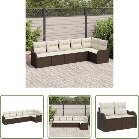 Sedute da giardino -  Set Divano da Giardino 6 pcs Marrone polyrattan