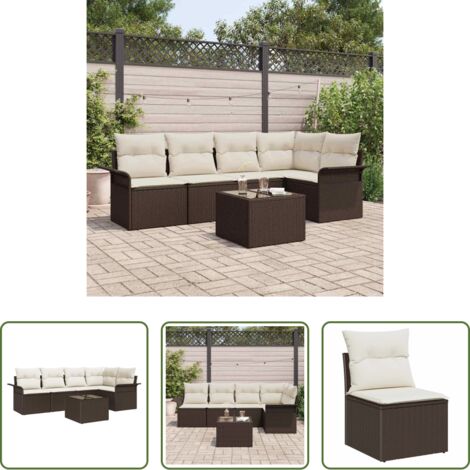 Sedute da giardino -  Set Divano da Giardino 6 pcs Marrone polyrattan