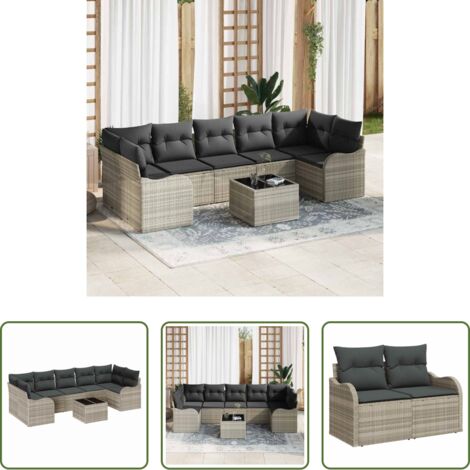 Sedute da giardino -  Set Divano da Giardino Grigio chiaro 55 x 55 x 37 cm polyrattan