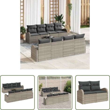 Sedute da giardino -  Set Divano da Giardino Grigio chiaro 55 x 55 x 37 cm polyrattan
