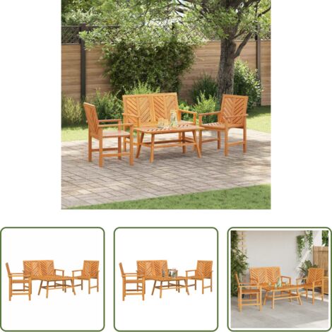 Sedute da giardino -  Set Lounge da Giardino 4 pcs Marrone Legno di Acacia Massello