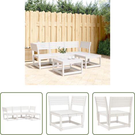Sedute da giardino -  Set Salotto da Giardino 4 pz Bianco in Legno Massello di Pino