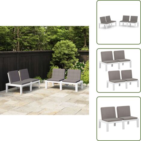 Sedute da giardino - vidaXL Panchine da Giardino con Cuscini 2 pz in Plastica Bianche - Panchine in plastica