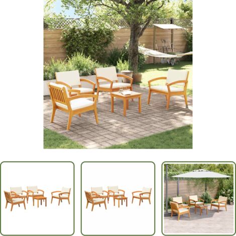 Sedute esterne -  Set bistrot con cuscino 5 pcs Marrone Poliestere