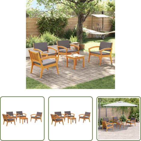 Sedute esterne -  Set bistrot con cuscino 5 pcs Marrone Poliestere