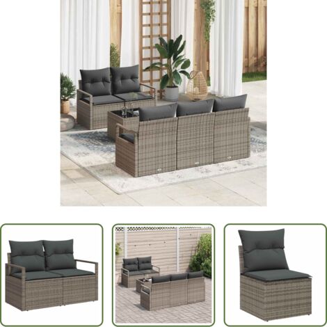 Sedute esterne -  Set di divani 6 pcs Grigio polyrattan