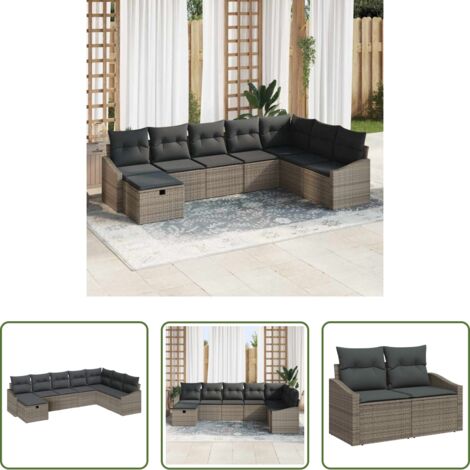 Sedute esterne -  Set di divani con cuscino 9 pcs polyrattan