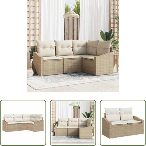 Sedute esterne -  Set Divano da Giardino 4 pcs Beige e Bianco polyrattan