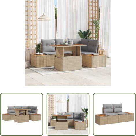 Sedute esterne -  Set Divano da Giardino 5 pcs Beige Poly Rattan