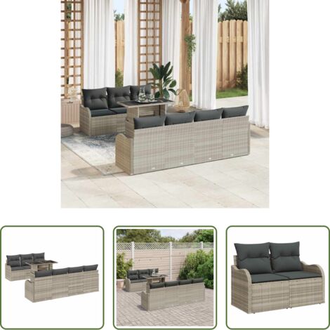 Sedute esterne -  Set Divano da Giardino 8 pcs Grigio chiaro Poly Rattan