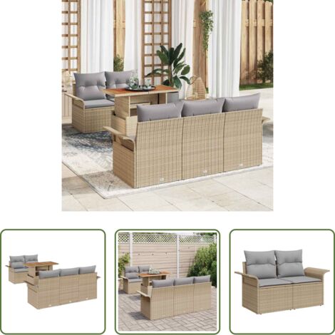 Sedute modulabili -  Set Divano da Giardino 6 pcs Beige Poly Rattan