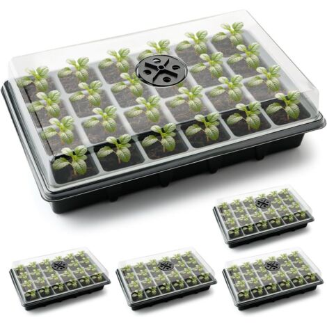 Seed Starter Tray with 5 Sets 24XL Cell Seedling Trays(Total 120 Cells), Plant Germination Tray with Humidity Vented Lid and Base, Mini Propagator Plant Greenhouse for Seed Growing