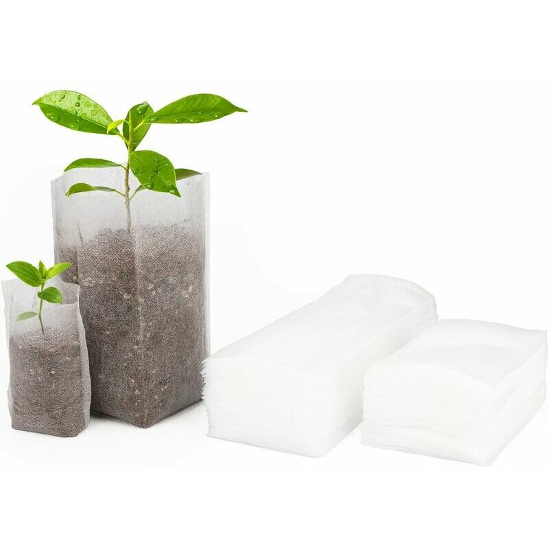 Seenlin - 200 sacs de semis non tissés pour plantes en tissu, sacs de culture biodégradables (16 x 20 cm et 8 x 10 cm)