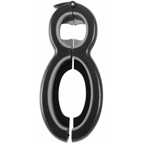 SEENLIN Décapsuleur, décapsuleur 6 en 1, décapsuleur multi-ouvre-bouteille et ouvre-bouteille avec poignée de bocal, outils de cuisine pour enfants, personnes âgées et mains faibles Noir et Gris