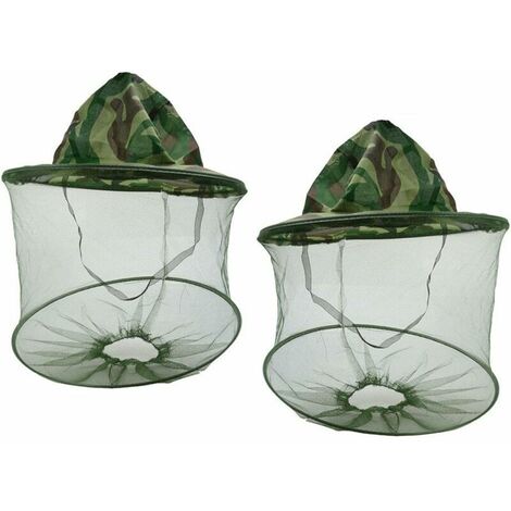SEENLIN Lot de 2 camouflage apiculteur apiculteur anti-moustiques abeille insecte mouche masque chapeau chapeau tête maille maille protection de surface équipement de pêche en plein air