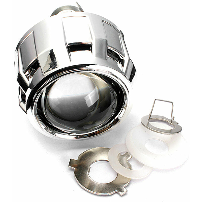 Mini Lentille De Projecteur Bi-Xenon 2,5 Pouces Conduite a Droite Pour Ampoule H1, H4 Et H7, Argent - Seenlin