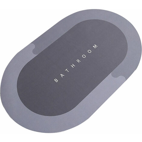 SEENLIN Salle De Bain Coussin De Boue De Diatomée Anglaise, Tapis De Sol De Salle De Bain Ovale Antidérapant à Séchage Rapide, Gris Type 2, 5080cm - Gris Type 2, 5080cm