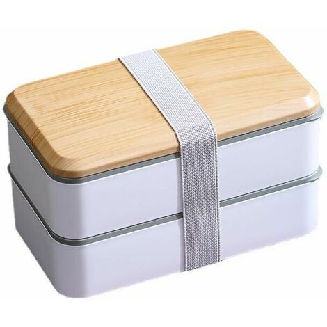 SEENLIN Umami Lunch Box, Homme/Femme, Tout Inclus : Bois Boîte Bento Japonaise Hermétique 2 Étages, Micro-Ondes & Lave-Vaisselle, Zéro Déchet, sans BPA