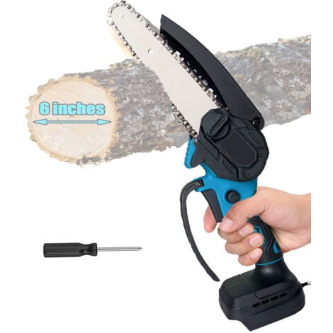 Sega a catena elettrica, mini motosega a batteria da 6", seghe a catena elettriche con blocco di sicurezza, piccola motosega portatile (senza batteria), compatibile con batteria Makita