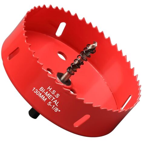 Sega a tazza bimetallica da 130 mm, sega a tazza bimetallica M42 con punta centrale per trapano a tazza per impieghi gravosi, punta per trapano per ferro, alluminio, legno, cartongesso, tubi, pannelli