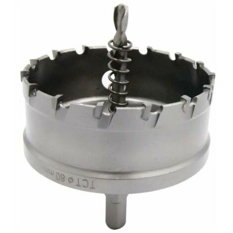Sega a tazza bimetallica per impieghi gravosi, di livello industriale, con punte in carburo, per il taglio di fori in acciaio inossidabile da 3-1/8" (80 mm).