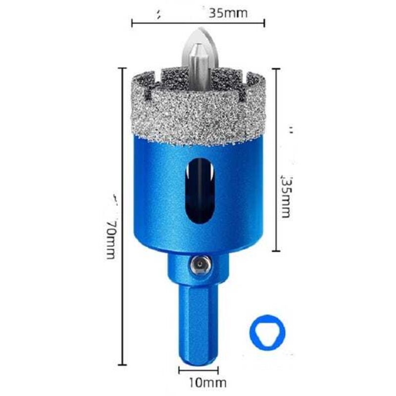Sega a tazza diamantata da 35 mm con punta da trapano con guida di centraggio