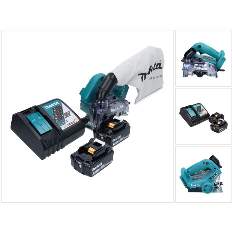 Makita - Sega circolare a batteria DCC500RF 125 mm Brushless 18V + 2x batterie 3,0Ah + caricabatterie