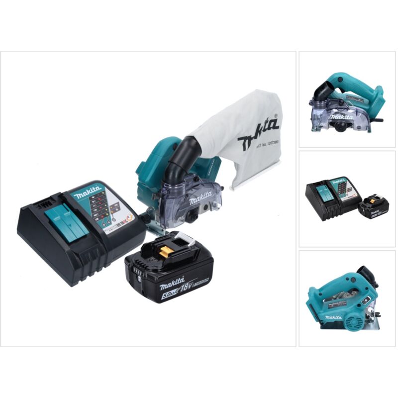 Makita - Sega circolare diamantata a batteria dcc 500 rt 18 v - 125 mm - Brushless + 1x batteria 5,0 Ah + caricabatterie