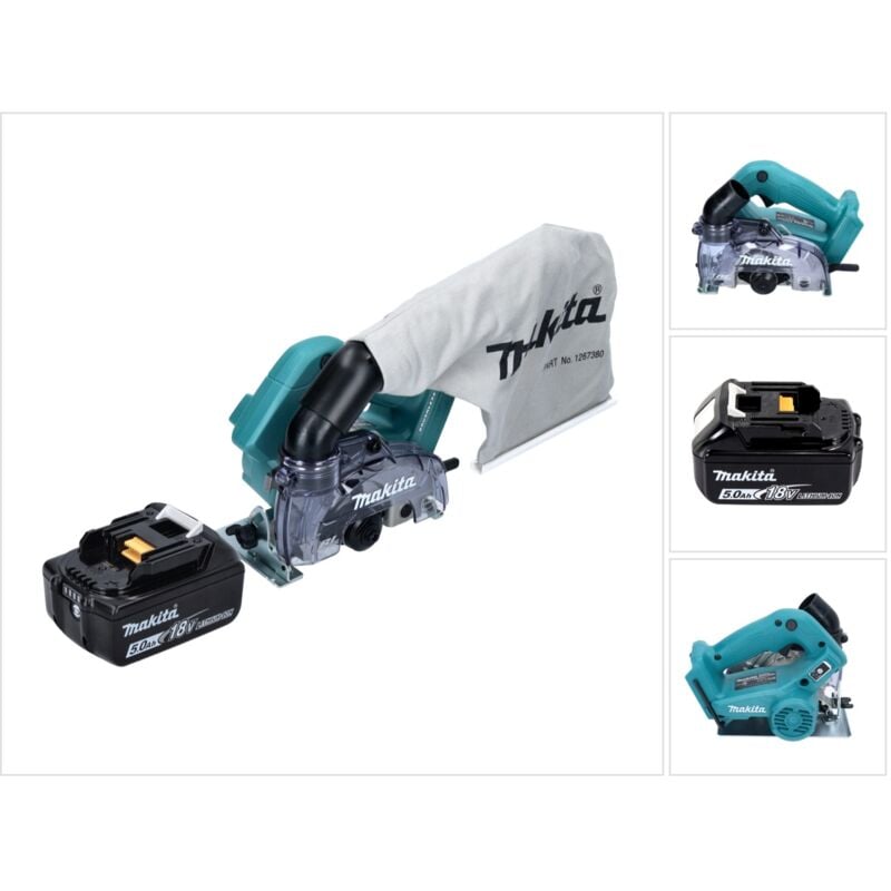 Makita - Sega circolare diamantata a batteria dcc 500 rt 18 v - 125 mm - Brushless + 1x batteria 5,0 Ah + senza caricabatteria