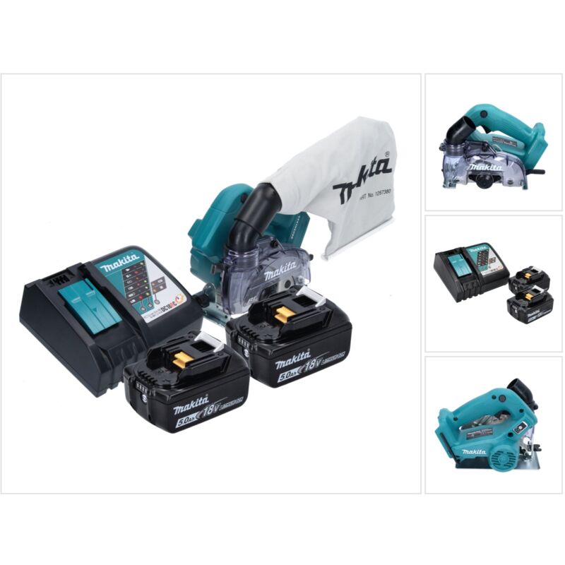 Makita - Sega circolare diamantata a batteria dcc 500 rt 18 v - 125 mm - Brushless + 2x batterie 5,0 Ah + caricabatterie