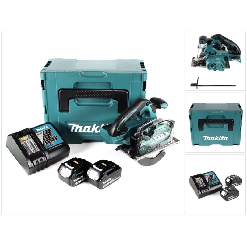 Makita - dcs 553 rgj Sega circolare a batteria per metallo 18V 150 mm brushless + 2x batteria ricaricabile 6.0Ah + caricabatterie + Makpac