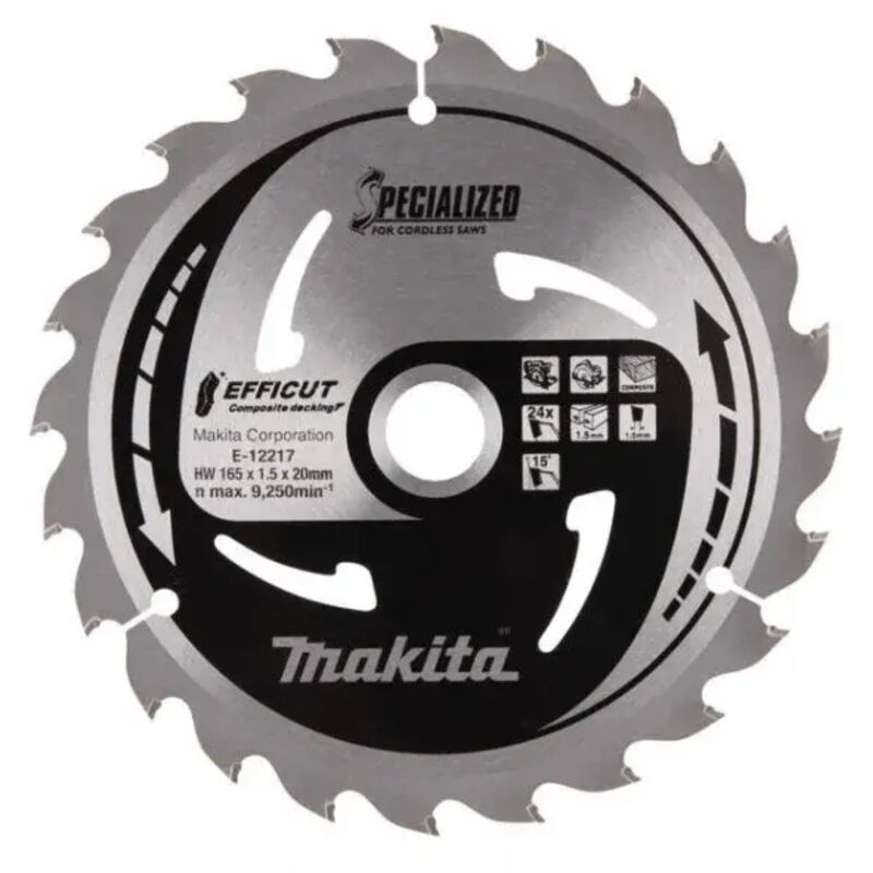 E-12217 Efficut Lama per sega circolare 165x20 mm per legno - Makita