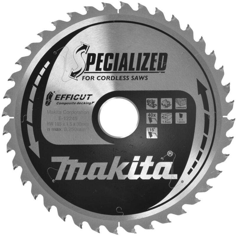 Makita - E-12245 Lama Efficut tct Sega Circolare 185x30mm • 40 Denti 1,5mm • Legno