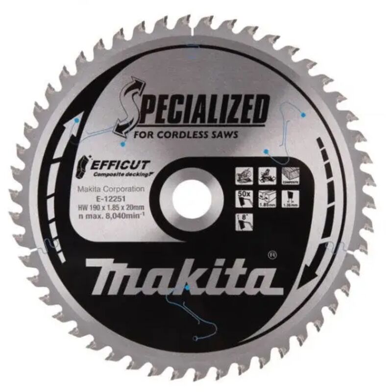 E-12251 Efficut Lama per sega circolare 190x20 mm per legno - Makita