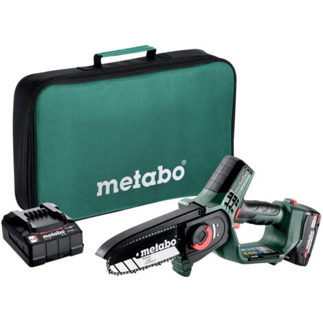 Sega per potatura a batteria Metabo MS 18 LTX 15, 18V 1x 2,0 Ah e caricabatterie nella borsa degli attrezzi