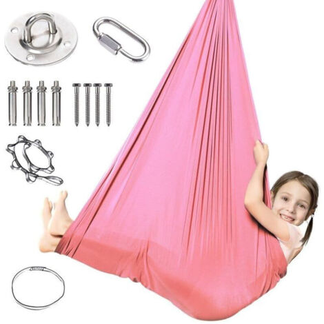 Seggiolone sensoriale - con accessori - Sedia sospesa e altalena yoga - Interno/esterno - 150 x 280 cm - Rosa