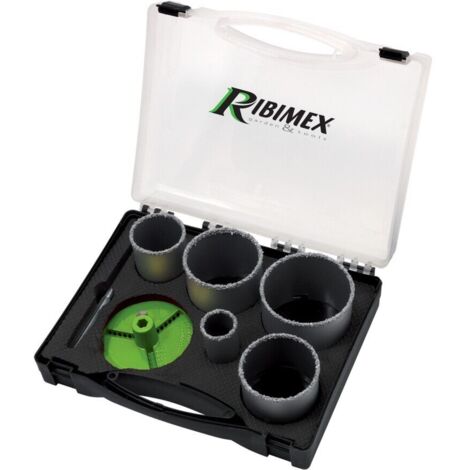 Seghe a tazza diamantate in valigetta 5 pz x forare piastrelle ceramica mattoni