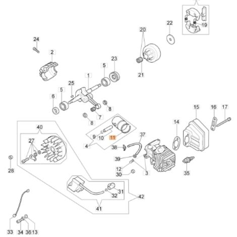 Segment de piston de tronçonneuse EMAK modèle 925 GS260 ORIGINAL 50160143R
