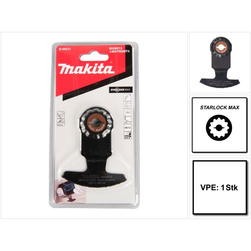 Lama Makita RIFF per taglio a tuffo, 68 mm Starlock Max - K40 - TCT / RIFF - MAM013 - Malta / colla per piastrelle / calcestruzzo
