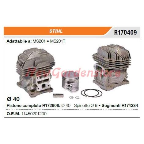 Segmentos de cilindro de émbolo de pistón Motosierra STIHL MS201 MS201T R170409