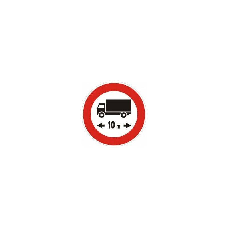 Image of Segnale cartello stradale disco d.60 transito vietato ai veicoli o complessi di veicoli, aventi lunghezza superiore a metri figura ii 67 art.118 cl.1