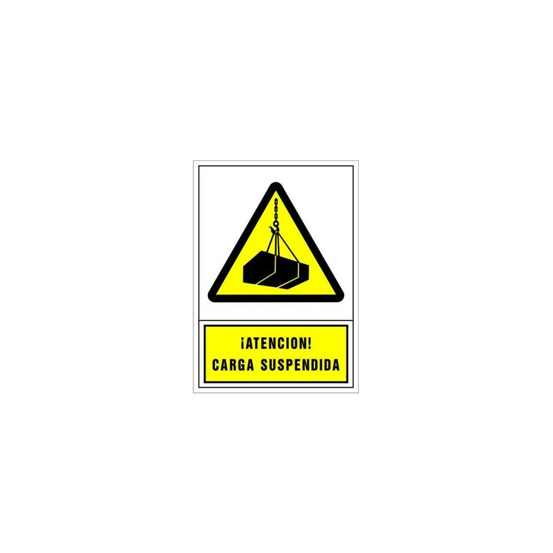 Image of Suministros Jaizkibel - segnale di avvertimento spagnolo 345X245 mm-attenzione carico sospeso - 206034PS
