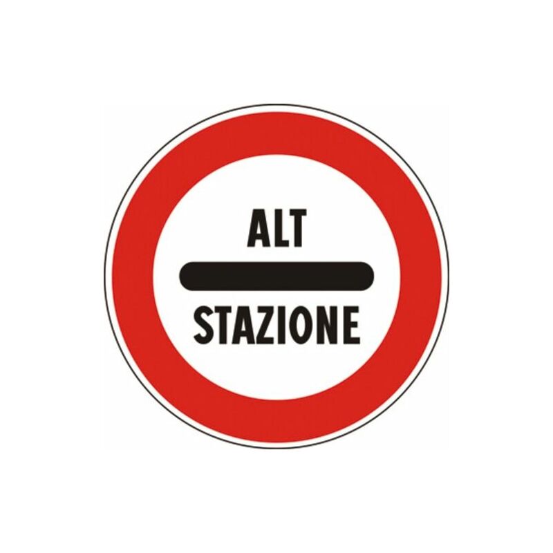 Image of Segnale in lamiera cartello stradale disco d.60 alt - stazione figura ii 99 art.123 classe 1