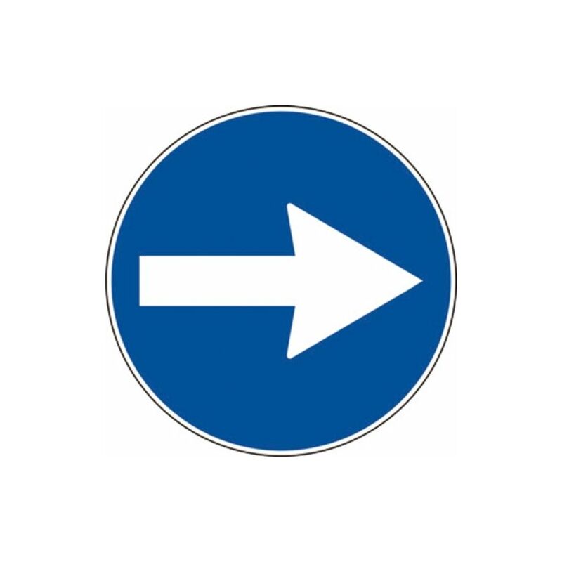 Image of Segnale in lamiera cartello stradale disco d.60 direzione obbligatoria a destra figura ii 80/c art.122 classe 1