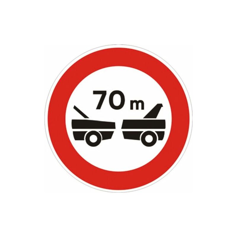 Image of Segnale in lamiera cartello stradale disco d.60 distanziamento minimo obbligatorio di...metri figura ii 49 art.116 classe 1