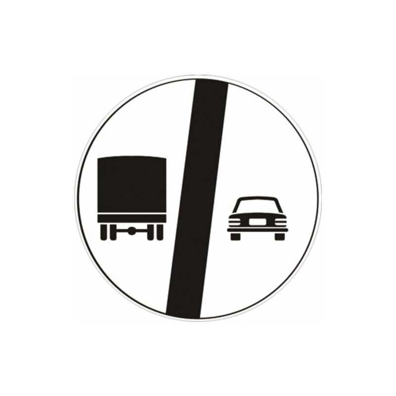 Image of Segnale in lamiera cartello stradale disco d.60 fine del divieto di sorpasso per i veicoli di massa a pieno carico superiore a 3,5 tonnellate cl1