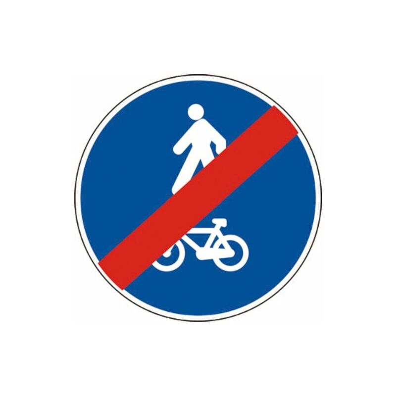 Image of Segnale in lamiera cartello stradale disco d.60 fine del percorso pedonale e ciclabile figura ii 93/b art.122 classe 1