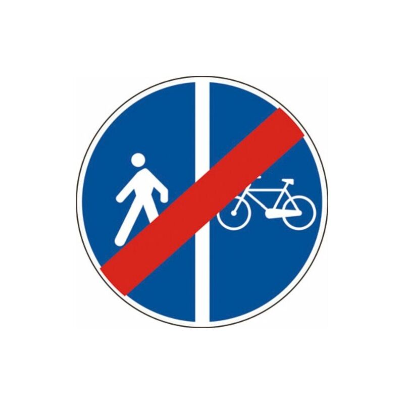 Image of 3g Italia - Segnale in lamiera cartello stradale disco d.60 fine della pista ciclabile contigua al marciapiede figura ii 93/a art.122 classe 1