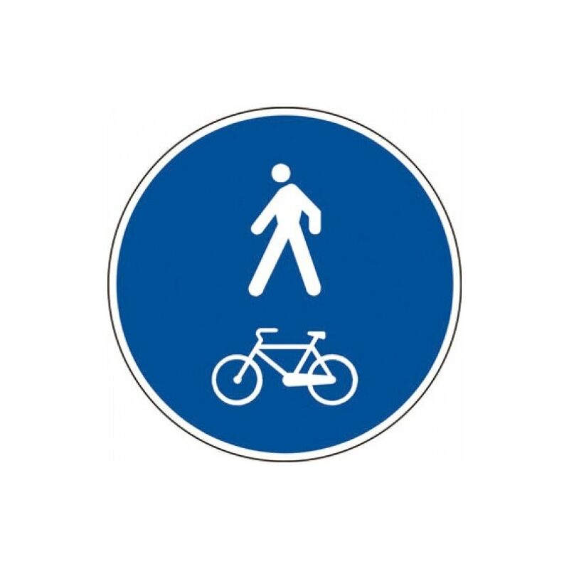 Image of Segnale in lamiera cartello stradale disco d.60 percorso pedonale e ciclabile figura ii 92/b art.122 classe 1